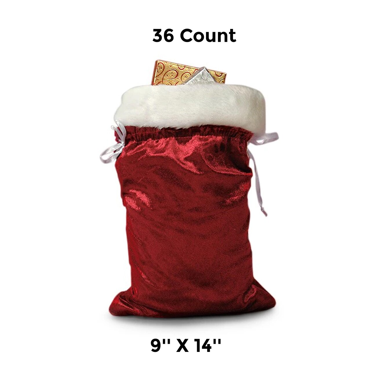 Extra Large Christmas Velvet Gift Bag with Fur Accent 9" x 14"
